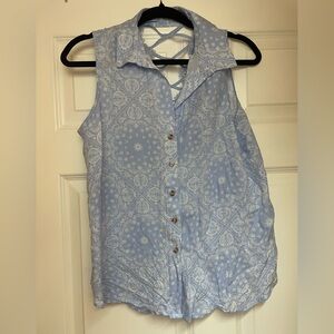Blue Paisley Sleeveless Top